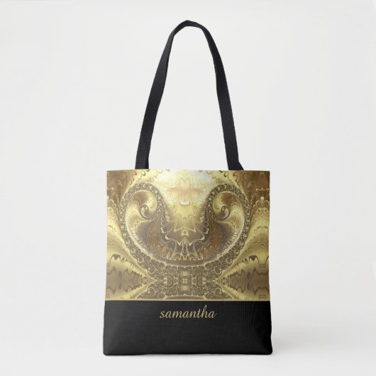 Glitzy Gold en Black Monogram Tote Bag (Voorkant)
