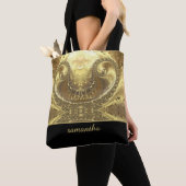 Glitzy Gold en Black Monogram Tote Bag (Dichtbij)
