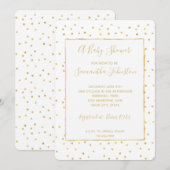 Glitzy Gold en White Confetti Baby shower Kaart (Voorkant / Achterkant)