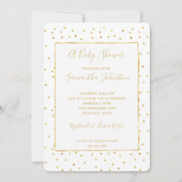 Glitzy Gold en White Confetti Baby shower Kaart
