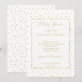 Glitzy Gold en White Confetti Baby shower Kaart