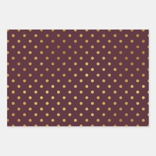 Glitzy Gold Glam Bourgogne Stippen Inpakpapier Vel (Voorkant 3)