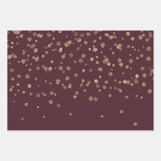 Glitzy Gold Glam Bourgogne Stippen Inpakpapier Vel (Voorkant)