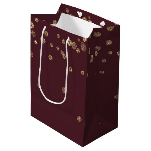 Glitzy Gold Glam Bourgogne Stippen Medium Cadeauzakje