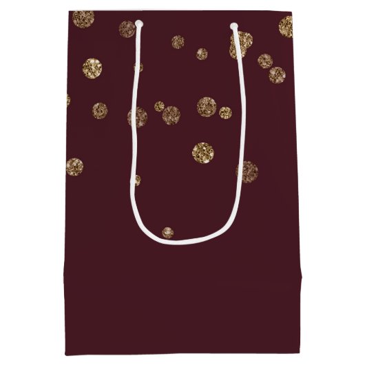 Glitzy Gold Glam Bourgogne Stippen Medium Cadeauzakje (Achterkant)