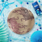 Glitzy Gold Glam Burgundy Hearts Vrijgezellenfeest Papieren Bordje (Feest)