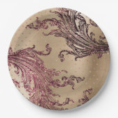 Glitzy Gold Glam Burgundy Hearts Vrijgezellenfeest Papieren Bordje (Voorkant)