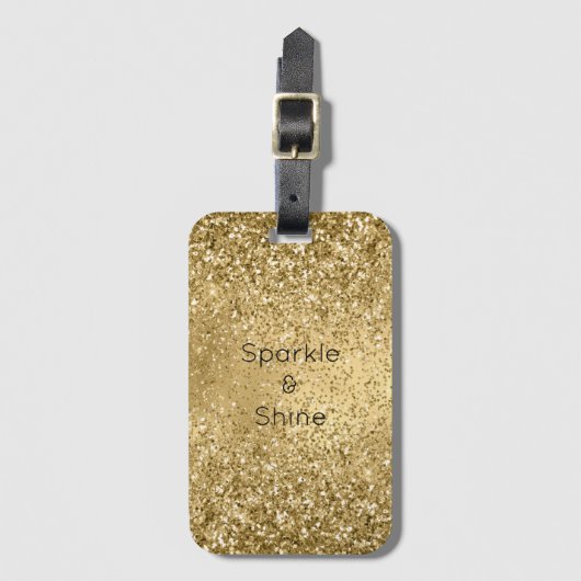 Glitzy Gold Glam Glitter Sparkle Bagagelabel (Voorkant (verticaal))