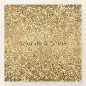 Glitzy Gold Glam Glitter Sparkle      Glazen Onderzetter (Voorkant)