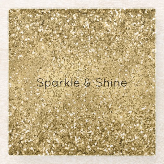Glitzy Gold Glam Glitter Sparkle      Glazen Onderzetter (Voorkant)
