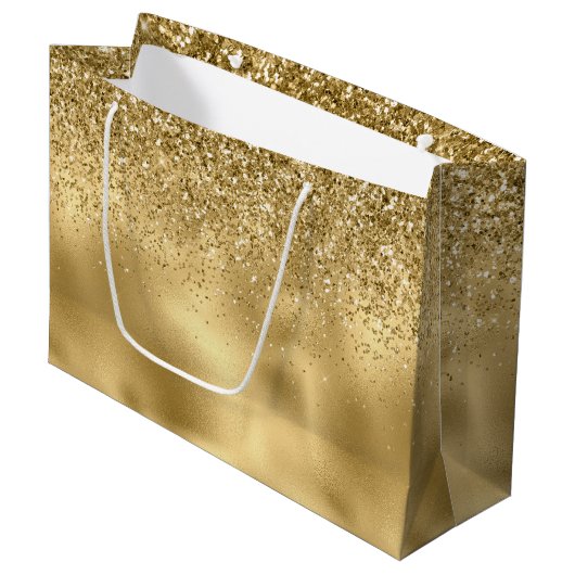 Glitzy Gold Glam Glitter Sparkle     Groot Cadeauzakje (Voorkant Gekanteld)