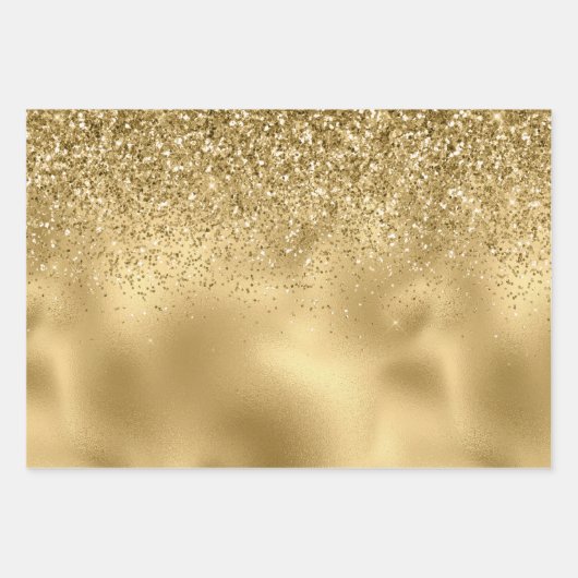 Glitzy Gold Glam Glitter Sparkle Inpakpapier Vel (Voorkant)