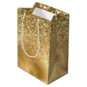 Glitzy Gold Glam Glitter Sparkle    Medium Cadeauzakje (Achterkant Gekanteld)