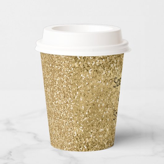 Glitzy Gold Glam Glitter Sparkle Papieren Bekers (Rechts)