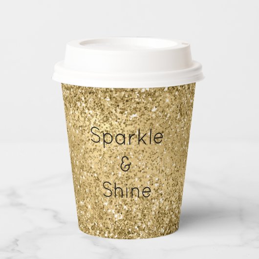 Glitzy Gold Glam Glitter Sparkle Papieren Bekers (Voorkant)