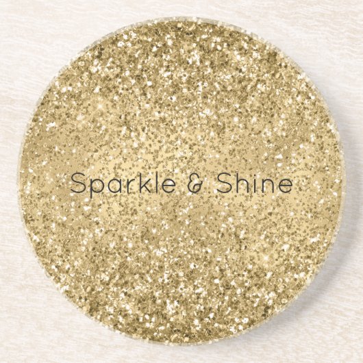 Glitzy Gold Glam Glitter Sparkle Zandsteen Onderzetter (Voorkant)