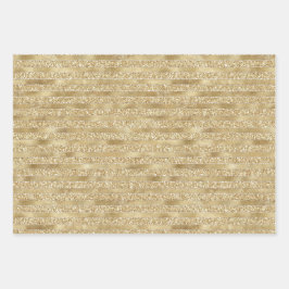 Glitzy Gold Glam Glitter Stripes Inpakpapier Vel