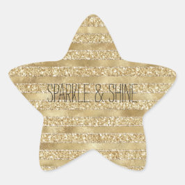 Glitzy Gold Glam Glitter Stripes Ster Sticker