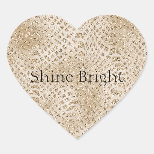 Glitzy Gold Glam Snake Skin Hart Sticker (Voorkant)