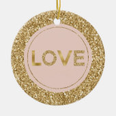 Glitzy Gold Glitter Blush Pink Love Keramisch Ornament (Voorkant)