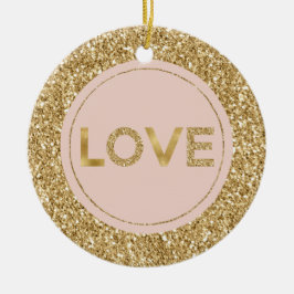 Glitzy Gold Glitter Blush Pink Love Keramisch Ornament