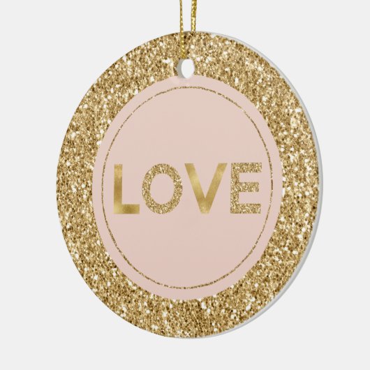 Glitzy Gold Glitter Blush Pink Love Keramisch Ornament (Links)