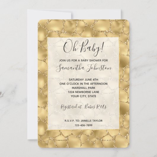 Glitzy Gold Glitter Giraffe Print Kaart (Voorkant)