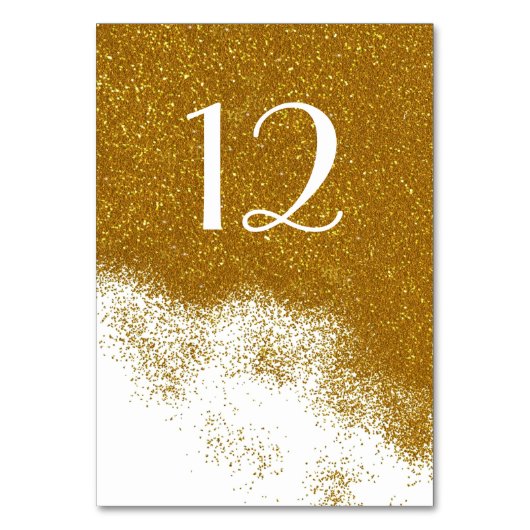 Glitzy Gold Glitter Look Trouwtafel Nummer Kaart (Achterkant)