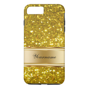 Glitzy Gold Glitter Monogram iPhone 8/7 Plus Hoesje