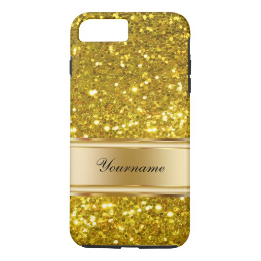 Glitzy Gold Glitter Monogram Case-Mate iPhone Case (Achterkant)