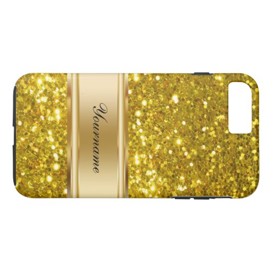 Glitzy Gold Glitter Monogram Case-Mate iPhone Case (Achterkant (Horizontaal))