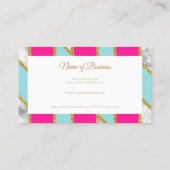 Glitzy Gold Glitter Roze Blauw Strepen en Marmer Visitekaartje (Achterkant)