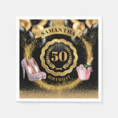 Glitzy Gold Glitter servetten met hoge hakstijl (Voorkant)