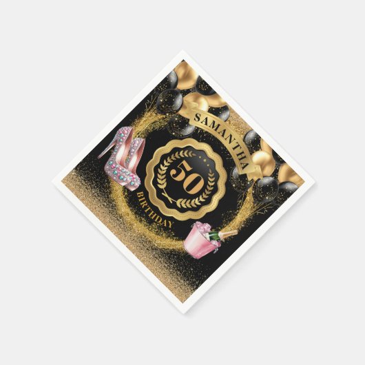 Glitzy Gold Glitter servetten met hoge hakstijl (Hoek)