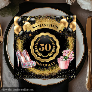 Glitzy Gold Glitter servetten met hoge hakstijl
