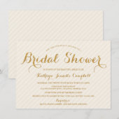 Glitzy Gold Glitter Vrijgezellenfeest Invite - Ivo Kaart (Voorkant / Achterkant)