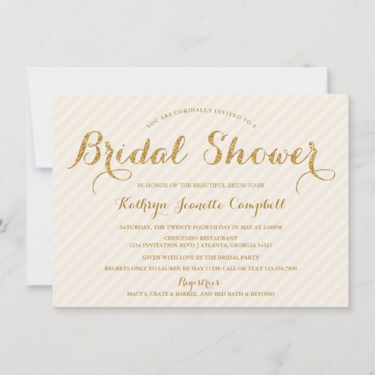 Glitzy Gold Glitter Vrijgezellenfeest Invite - Ivo Kaart (Voorkant)