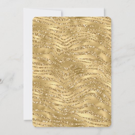 Glitzy Gold Glitter Zebra Baby shower Kaart (Achterkant)