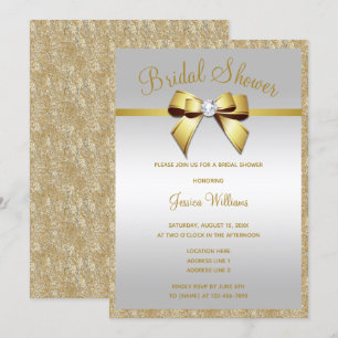 Glitzy Gold Glitters & Gem Bow Vrijgezellenfeest Kaart