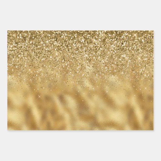Glitzy Gold Green Red Glitter Sparkle Inpakpapier Vel (Voorkant 3)