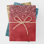 Glitzy Gold Green Red Glitter Sparkle Inpakpapier Vel (In situ)