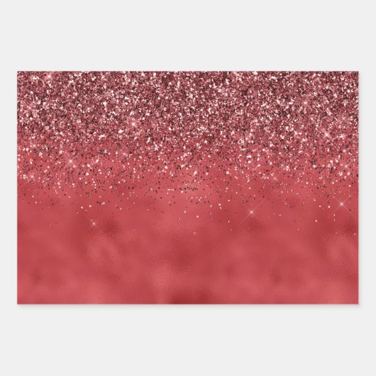 Glitzy Gold Green Red Glitter Sparkle Inpakpapier Vel (Voorkant)