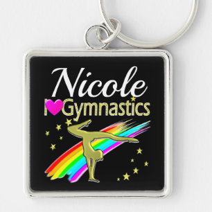 GLITZY GOLD IK HOU VAN GYMNASTIEK GEPERSONALISEERD SLEUTELHANGER