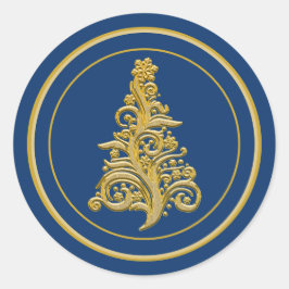 Glitzy Gold-kerstboom Ronde Sticker