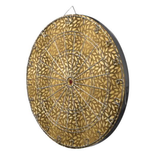 Glitzy Gold Leaves Faux Foil Patroon Dartbord (Voorkant Rechts)