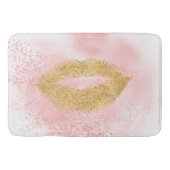 Glitzy Gold Lips Roze Confetti Kiss Badmat (Voorkant)