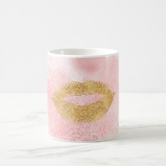 Glitzy Gold Lips Roze Confetti Kus Koffiemok (Center)