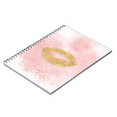 Glitzy Gold Lips Roze Confetti Kus Notitieboek (Linkerzijde)