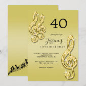 Glitzy Gold Muzieknoten Verjaardag Kaart (Voorkant / Achterkant)