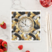 Glitzy Gold Silver Black New Year's Clock Servet (Insitu)
